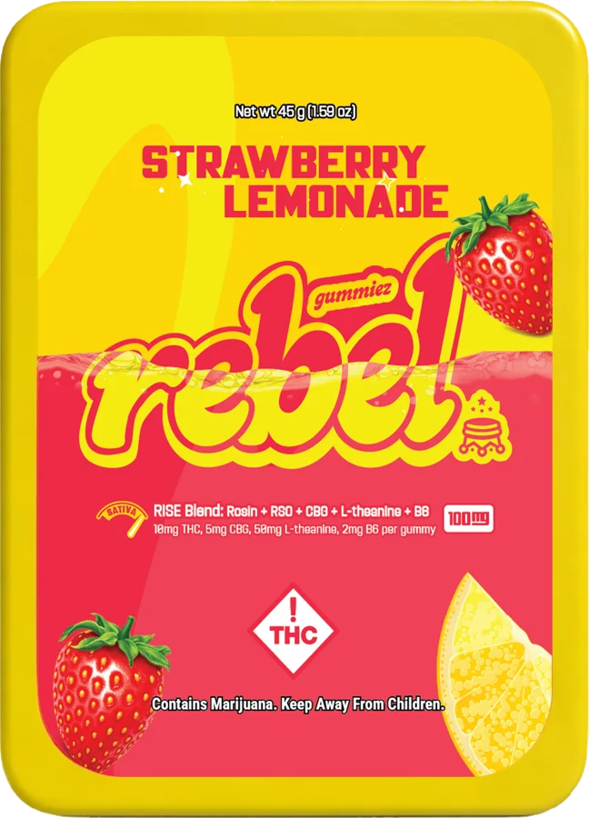Rebel Gummiez Strawberry Lemonade package, RISE blend